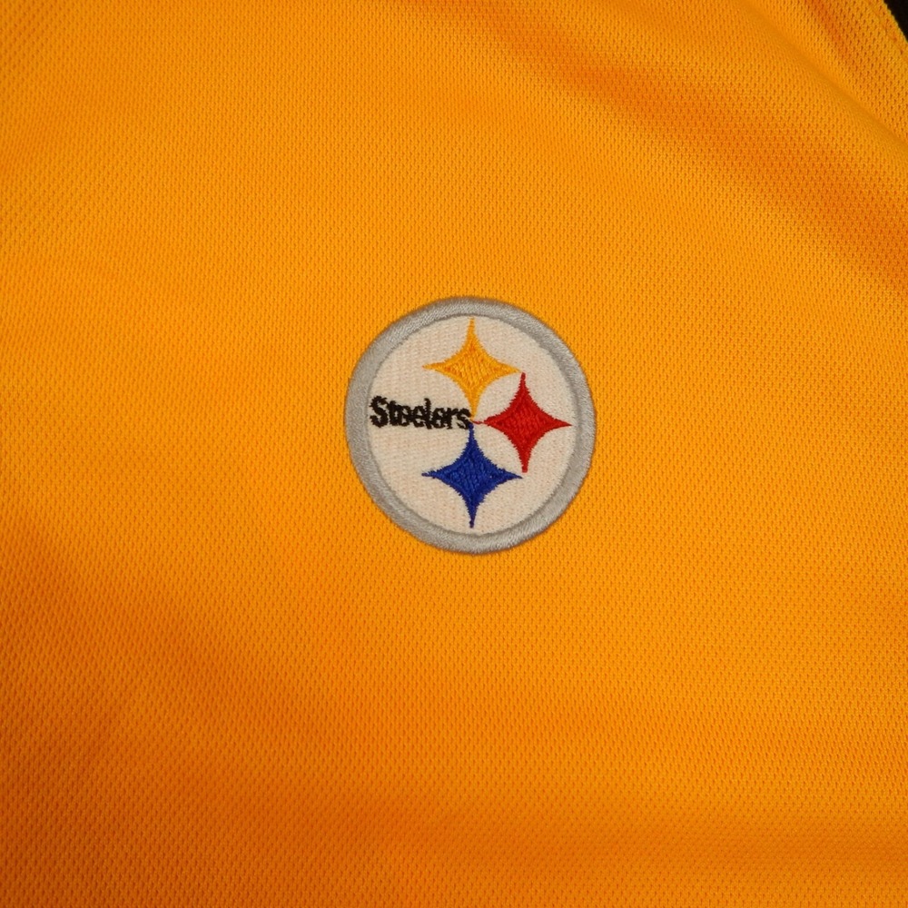 Pittsburgh Steelers Mens M Polo Shirt Reebok Yellow Black Short Sleeve NFL READ - Picture 4 of 15